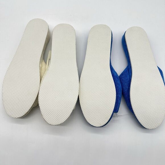 VTG 2 Pairs of 1980s Blue/Cream Terry Cloth Slippers w/Floral Applique NOS-Sz 7 - Picture 8 of 8